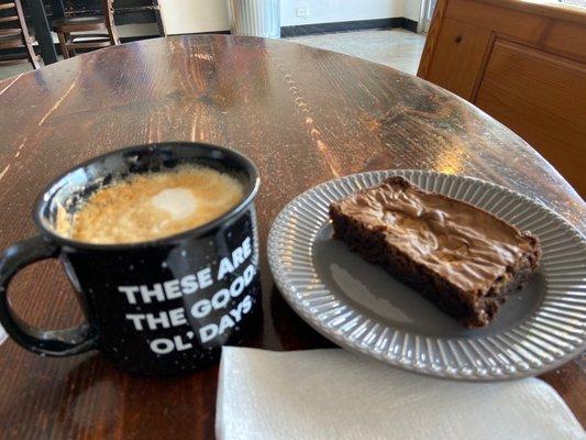 Latte and peanut butter brownie