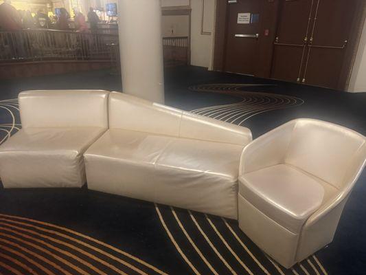 White tacky sofa