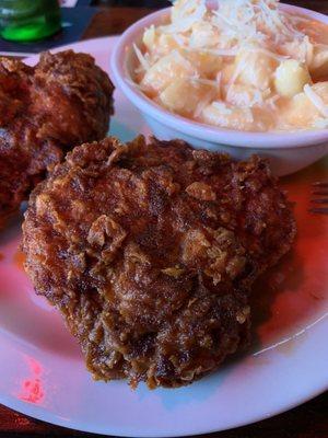 Fried chicken with hot oil.