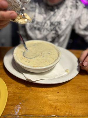 Homemade clam chowder