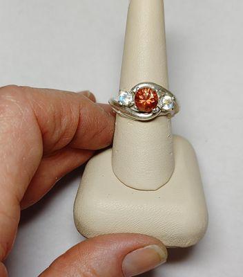 Custom made silver engagement ring with Sunstone & moonstone.