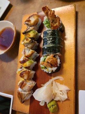 Dragon roll and spider roll