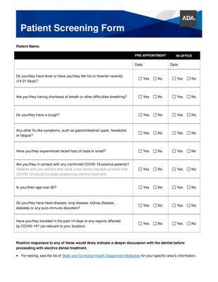 Covid-19 Intake Questionaire