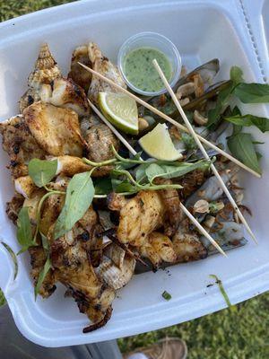 Seafood with razor clam and escargot.