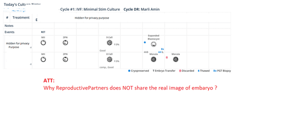 WARNING: After a few follow up, Reproductive Partners Medical Group only shared a pre-defined template of embryo.