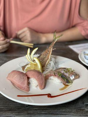 Toro and Aji w/ tail fried in lemon pepper