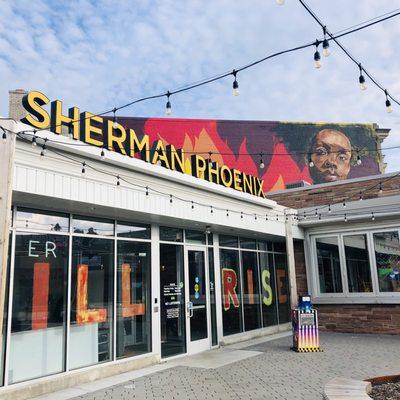 Exterior of Sherman Phoenix - home to nearly 30 different vendors.