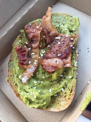 Bacon topped avocado toast