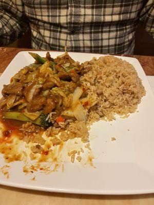 Mongolian beef and fried rice