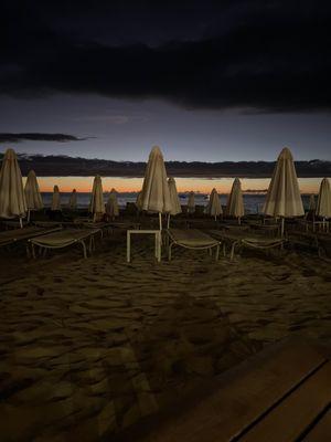 Beach as darkness falls