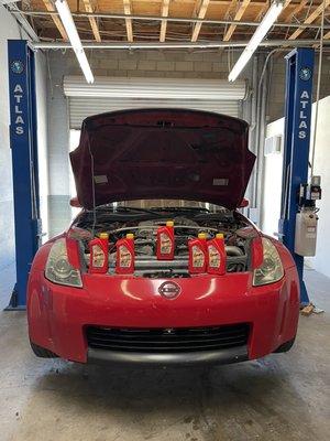 Customer came in for a safety inspection and oil service before heading to chuckwalla raceway