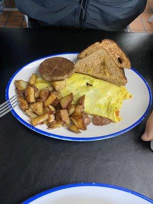 3 egg omelette and side of sausage