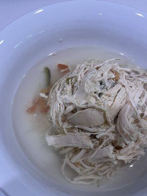 Chicken soup?? It's shredded chicken in water.  Thats not broth.   There's zero flavor here.