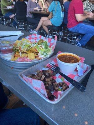 Nachos with brisket and chili!! Pretty good!