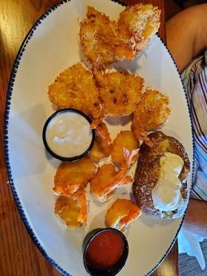 All you can eat shrimp-coconut and Walt's favorite with baked potato for a side