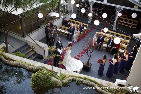 Wedding Ceremony, with a tent set up. The tent apparently stays up throughout the winter season in case of rain.