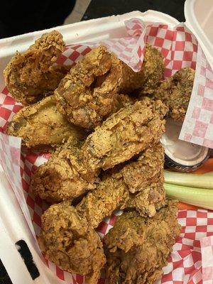 Lemon pepper wings with breading $10