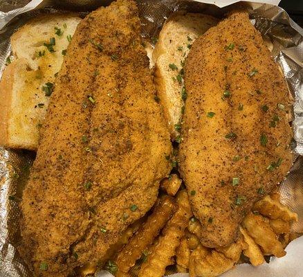 2 pc catfish or whiting dinner w/cajun fries