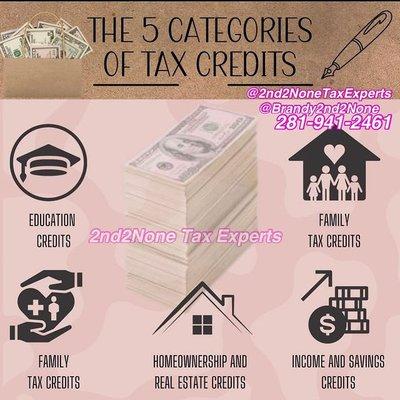 Do you know which tax credits you qualify for and how they will affect your taxes? File with 2nd2None TAX Experts & we will educate.