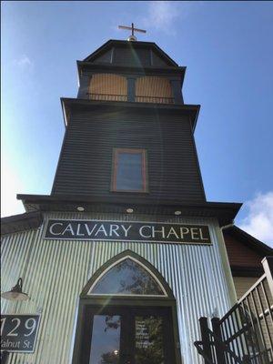 Glorious front of church from Walnut St. in downtown Windsor CO