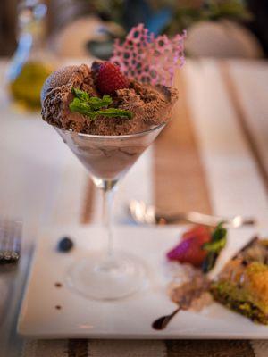 Chocolate Ice cream with Baklava