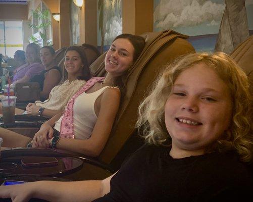 Pedicure chairs for the entire party!