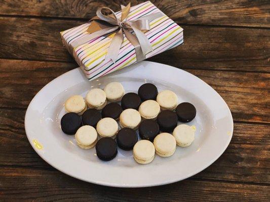 Salted caramel and vanilla macarons