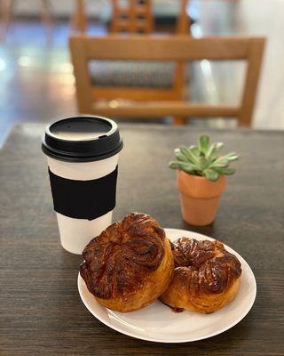 Indulge in breakfast pastries and coffee