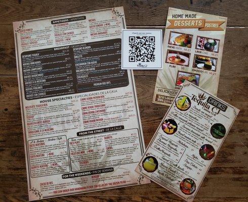 We can print from your files. Tequila CJ menus printed on waterproof, tearproof paper and easy to sanitize.