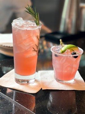 Rosy Disposition + Blueberry Basil Margarita