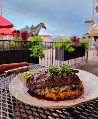 Special of the Day: Flat Iron Bison with sweet potato mash Mushroom risotto and asparagus