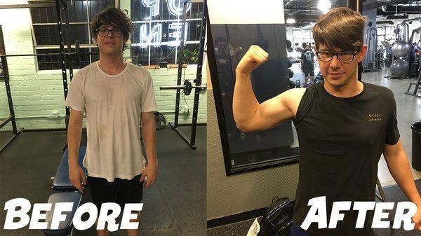 After working with me, Hayden gained 15lbs of muscle!