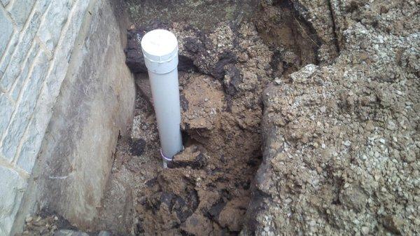 Broken Sewer Repair w/ new outside rodding standpipe