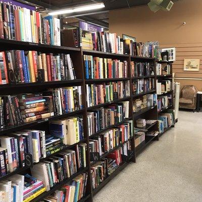 Expansive section of well organized books.