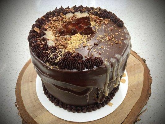 Black Chocolate Salted Caramel cake with BACON!