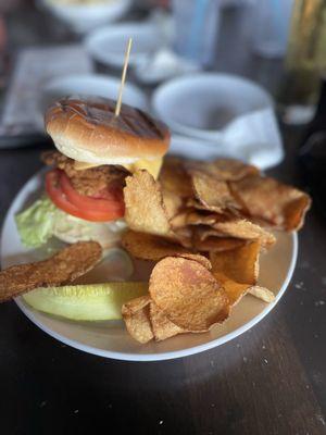 Spicy fried chicken sandwich