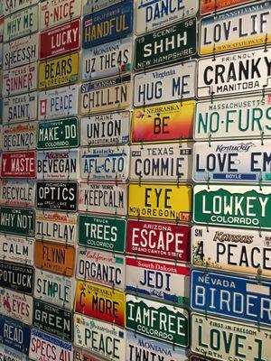 Karen also has an amazing collection of license plates.