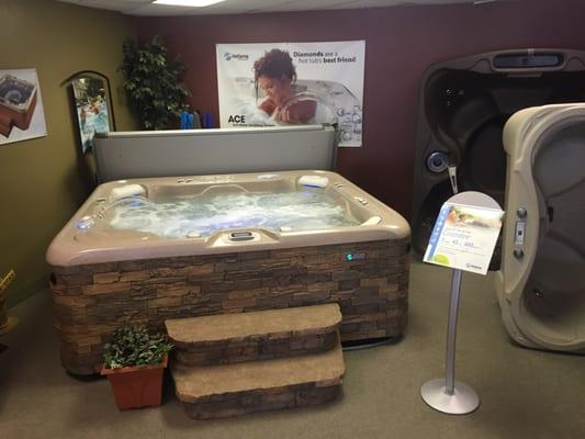 Stop By for a Test Soak in our Highlife Grandee Premium spa located in our showroom.