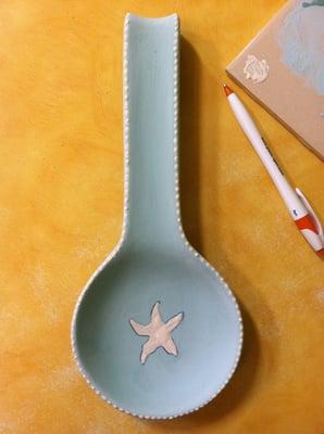 Spoon rest before the kiln, Caribbean Blue