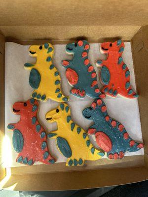 Dino sugar cookies I ordered for my sons bday. All the kids in his class enjoyed them. Thank you!