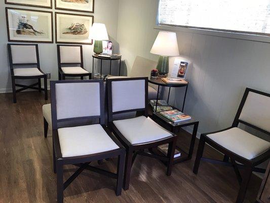 bright, airy and comfortable office waiting area.