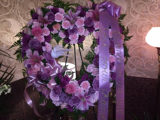 Purple Heart - extra details not requested but loved, dove, ribbon, and additional flowers.