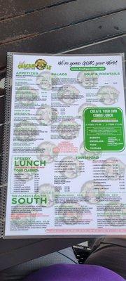 Page of the menu