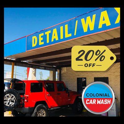 Get 20% Off your detail package Monday - Thursday.