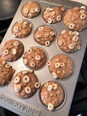 Homemade whole grain cinnamon muffins. A daily ritual here.