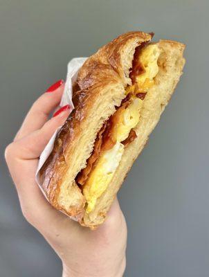 bacon, egg, and cheese croissant