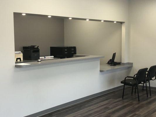 Sales counter at our new facility