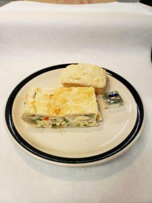 Turkey Pot Pie with a homemade biscuit