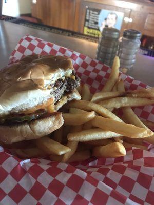 Cheeseburger and fries