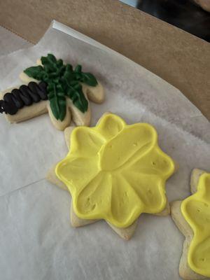 Sun and palm tree cookies